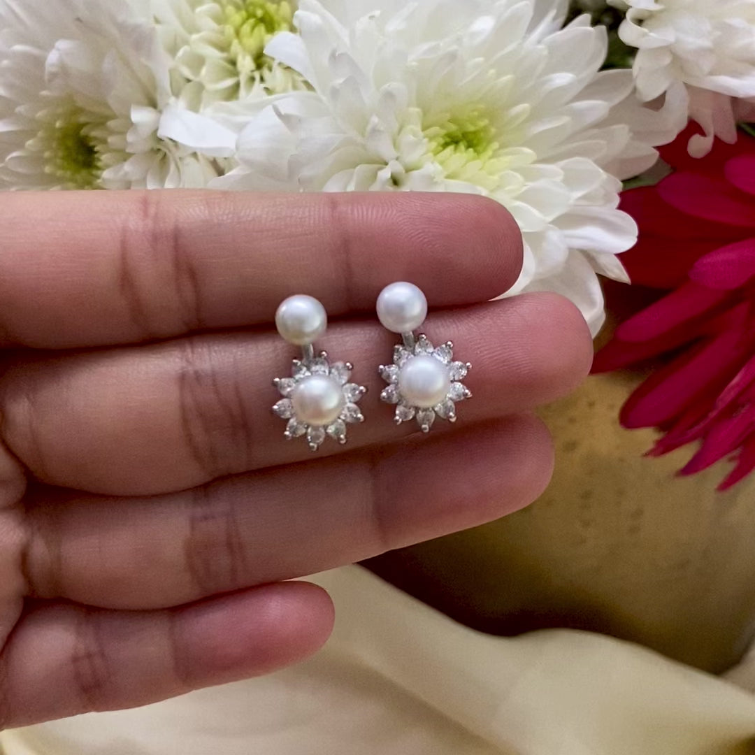 Pearl Flower Moon Light Earrings